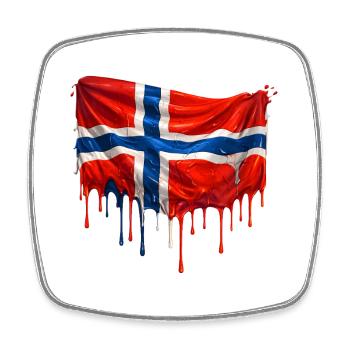 Norwegische Flagge Tropfen - Viereckiger Kühlschrankmagnet - Weiß - Vorne