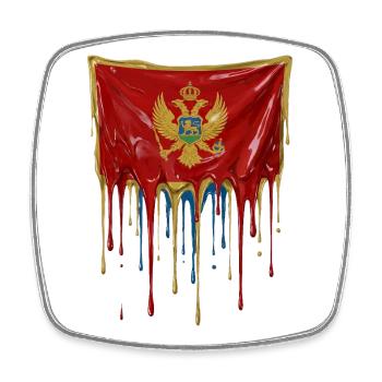 Montenegro Flaggen-Tropfenkunst - Viereckiger Kühlschrankmagnet - Weiß - Vorne