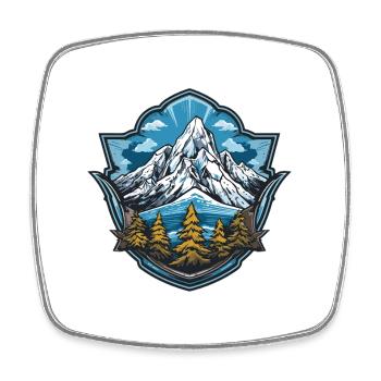 Insigne paysager du lac Alpine Summit - Magnet carré - blanc - Devant
