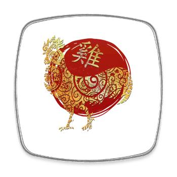 Hahn Chinesisches Tierkreiszeichen Horoskop - Viereckiger Kühlschrankmagnet - Weiß - Vorne