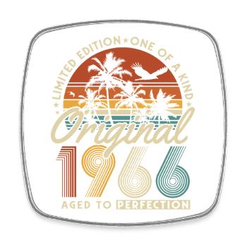 1966 Jahrgang geboren Vintage Geburtstag Geschenk - Viereckiger Kühlschrankmagnet - Weiß - Vorne