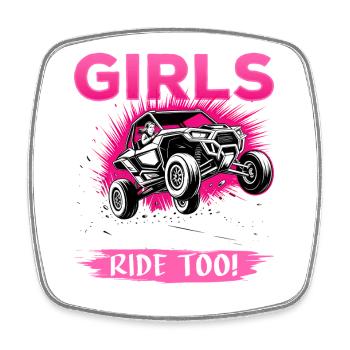 UTV Off Road Girl Woman 4 Wheeler Side by side - Viereckiger Kühlschrankmagnet - Weiß - Vorne
