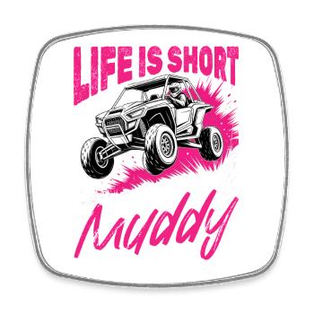 UTV Off Road Girl Woman 4 Wheeler Side by side - Viereckiger Kühlschrankmagnet - Weiß - Vorne
