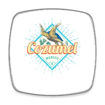 Cozumel Insel in Mexiko Retro Schildkröte Souvenir - Viereckiger Kühlschrankmagnet - Weiß - Vorne