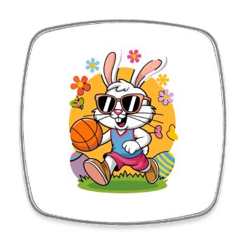 Basketball Bunny Easter Funny Easter Bunny With - Square fridge magnet - white - Front