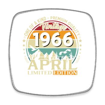 60th Birthday Gift Husband Original April 1966 - Square fridge magnet - white - Front