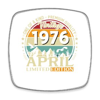 50th Birthday Gift Husband Original April 1976 - Square fridge magnet - white - Front