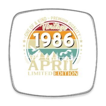 40th Birthday Gift Husband Original April 1986 - Square fridge magnet - white - Front