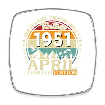 75. Geburtstag Geschenk Mann Original April 1951 - Viereckiger Kühlschrankmagnet - Weiß - Vorne