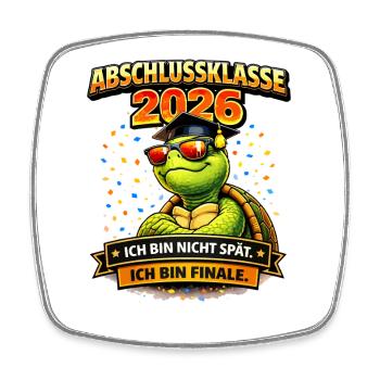 Abschlussklasse 2026 Schildkröte | Schulabgänger - Viereckiger Kühlschrankmagnet - Weiß - Vorne
