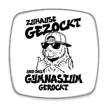 Zuhause gezockt Gymnasium gerockt Capybara Abitur - Viereckiger Kühlschrankmagnet - Weiß - Vorne