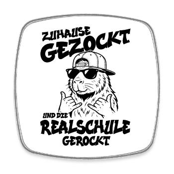 Zuhause gezockt Realschule gerockt Schulabschluss - Viereckiger Kühlschrankmagnet - Weiß - Vorne