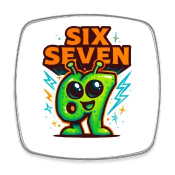 Six Seven 67 Italian Brainrot Alien Humor Lustig - Viereckiger Kühlschrankmagnet - Weiß - Vorne