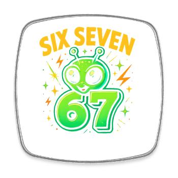 Six Seven 67 Italian Brainrot Alien Humor Lustig - Viereckiger Kühlschrankmagnet - Weiß - Vorne