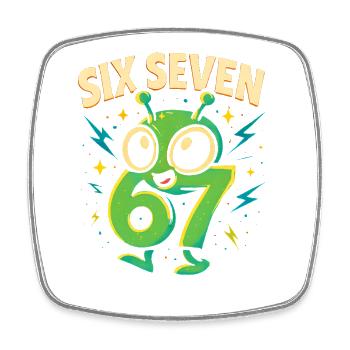 Six Seven 67 Italian Brainrot Alien Humor Lustig - Viereckiger Kühlschrankmagnet - Weiß - Vorne