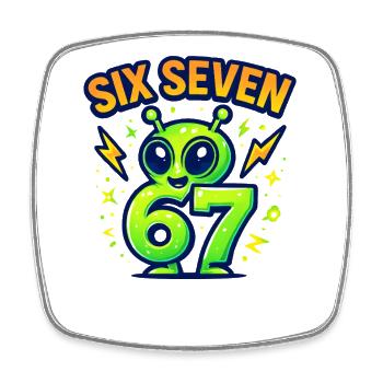 Six Seven 67 Italian Brainrot Alien Humor Lustig - Viereckiger Kühlschrankmagnet - Weiß - Vorne