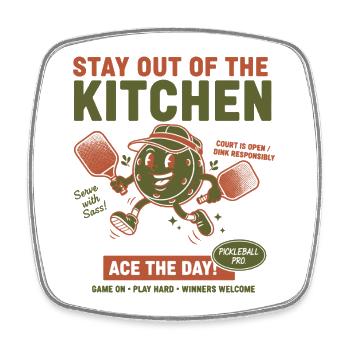 Pickleball Funny Player Pickle Ball Stay Out Of - Square fridge magnet - white - Front