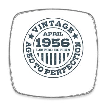 Vintage avril 1956 Édition limitée Circle - Magnet carré - blanc - Devant