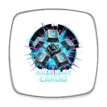 Funny Gaming Keyboard WASD My Cardio Gamer - Square fridge magnet - white - Front