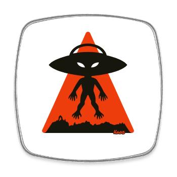Alien Shadow Under Orange Triangle - Square fridge magnet - white - Front