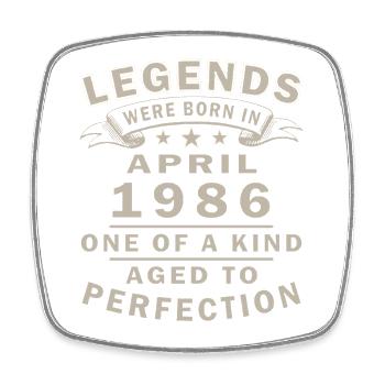 April 1986 Birthday Gift - Square fridge magnet - white - Front