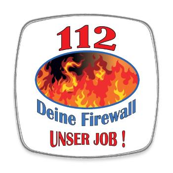 112 Deine Firewall Unser Job - Viereckiger Kühlschrankmagnet - Weiß - Vorne