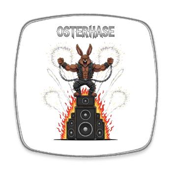 Heavy Metal Osterhase Rocker Ostern Hardcore Hase - Viereckiger Kühlschrankmagnet - Weiß - Vorne