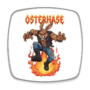 Heavy Metal Osterhase Rocker Ostern Hardcore Hase - Viereckiger Kühlschrankmagnet - Weiß - Vorne