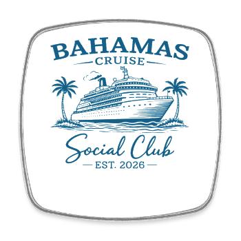 Bahamas Cruise Social Club Est 2026 - Viereckiger Kühlschrankmagnet - Weiß - Vorne