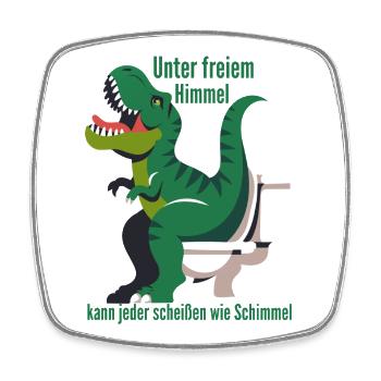 Dino auf Toilette im Freien - Viereckiger Kühlschrankmagnet - Weiß - Vorne