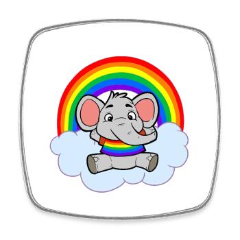 Colorful Baby Elephant Rainbow Cloud - Square fridge magnet - white - Front