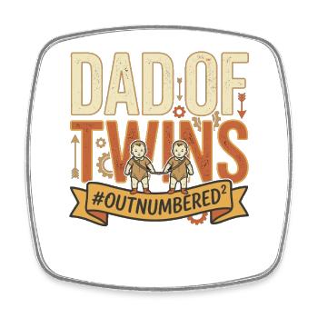 Dad of Twins Zwillinge Papa #Outnumbered - Viereckiger Kühlschrankmagnet - Weiß - Vorne