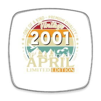 25. Geburtstag Geschenk Mann Original April 2001 - Viereckiger Kühlschrankmagnet - Weiß - Vorne