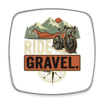 Vélo de gravier Vélo de montagne Bikepacking - Magnet carré - blanc - Devant