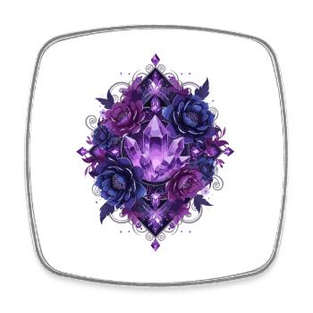 Violet Crystal Blossoms Mandala - Square fridge magnet - white - Front