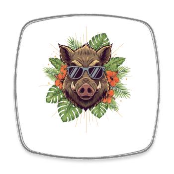 Sonnenbrillen Warzenschwein Tropenstil - Viereckiger Kühlschrankmagnet - Weiß - Vorne