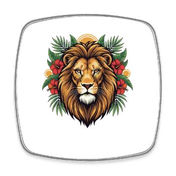 Lion's head in a tropical frenzy - Square fridge magnet - white - Front