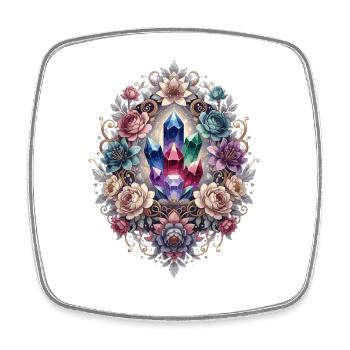 Kristallblumen Prisma Ring - Viereckiger Kühlschrankmagnet - Weiß - Vorne
