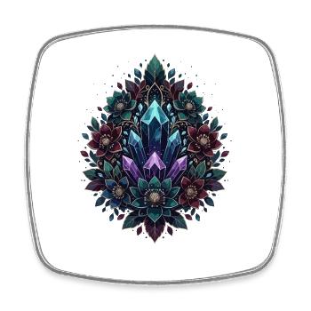 Cercle de Fleurs du Mandala de Cristal - Magnet carré - blanc - Devant