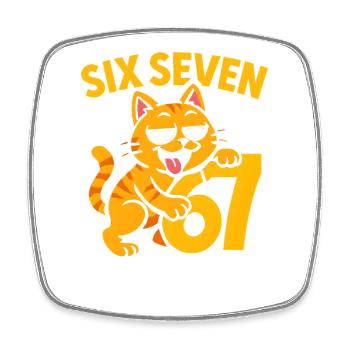 Six Seven Katze 67 Italian Brainrot Humor - Viereckiger Kühlschrankmagnet - Weiß - Vorne