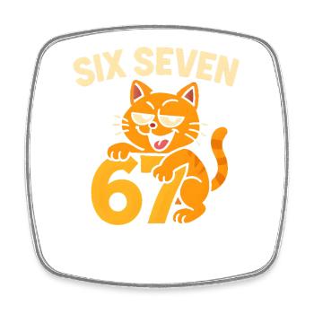 Six Seven Katze 67 Italian Brainrot Humor - Viereckiger Kühlschrankmagnet - Weiß - Vorne
