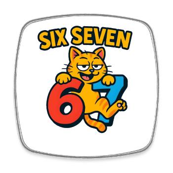 Six Seven Katze 67 Italian Brainrot Humor - Viereckiger Kühlschrankmagnet - Weiß - Vorne