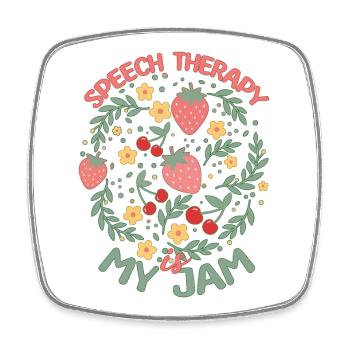 SLP Speech Therapy Is My Jam - Square fridge magnet - white - Front