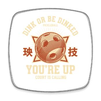 Pickleball, lustiger Gurkenball Dink Or Be Dinked - Viereckiger Kühlschrankmagnet - Weiß - Vorne