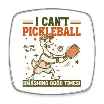 Pickleball, ich kann nicht, Pickleball, lustiger Spieler, Pickleball, Pickle, Pickle - Viereckiger Kühlschrankmagnet - Weiß - Vorne