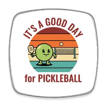 Pickleball, c’est une bonne journée pour le pickleball, drôle - Magnet carré - blanc - Devant