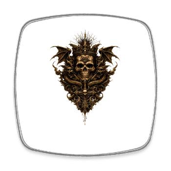 Gothic Skull with Dragons & Occult Symbols - Square fridge magnet - white - Front
