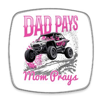 UTV Off Road Girl Woman 4 Wheeler Side by side - Viereckiger Kühlschrankmagnet - Weiß - Vorne