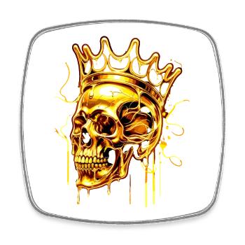 Golden Melting Skull Crown - Square fridge magnet - white - Front