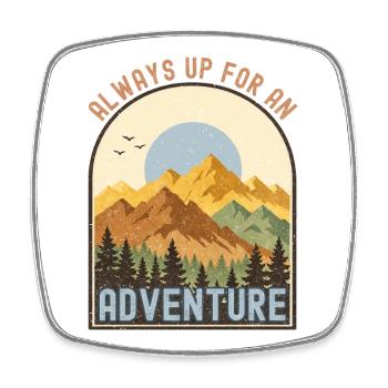 Camping Campfire Camper Outdoor Nature Mountains - Square fridge magnet - white - Front
